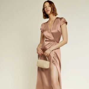 Reformation NWT Kiana Silk Dress in Croissant - size L
